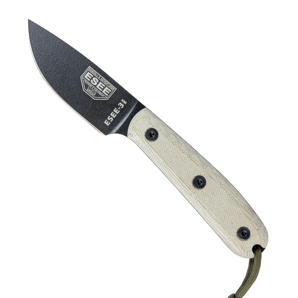 ESEE Esee-3HM, Fixed Blade Knife w/ Sheath - ESEE-3HM-B