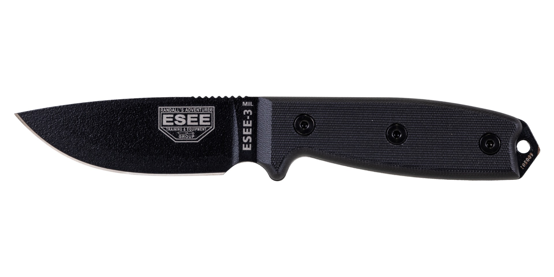 ESEE Esee-3 Mil, Fixed Blade Knife w/ Sheath - ESEE-3MIL-P-BLK - Esee