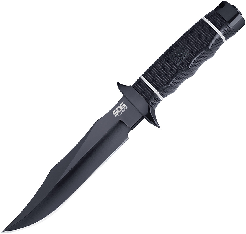 SOG Knives Tech Bowie, Fixed Blade Knife, Clip Point, Black - SOGS10B-K - Sog Knives