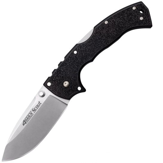 Cold Steel Scout Plane Edge Folding Knife Clip Point Blade in Bold Black - CS62RQ - Cold Steel