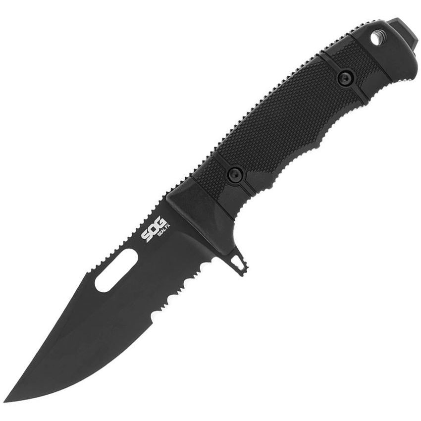 SOG Knives Seal FX, Fixed Blade Knife, Serrated Clip Point, Black - SOG17-21-01-57 - Sog Knives