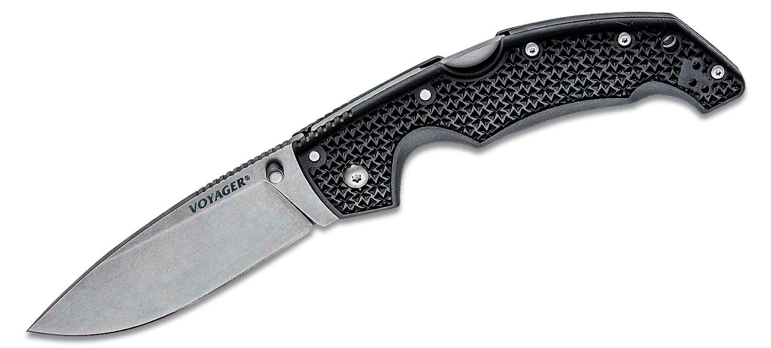Cold Steel Voyager Large Folding Knife Drop Point Blade in Bold Black - CS-29AB - Cold Steel