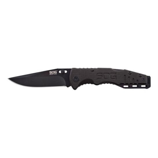 SOG Knives Salute Mini Folding Knife Clip Point, Black and Silver - SOGFF1101-CP - Sog Knives
