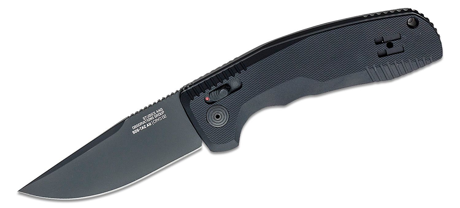 SOG Knives SOG-TAC AU Straight Folding Knife, Black - SOG15-38-01-57 - Sog Knives