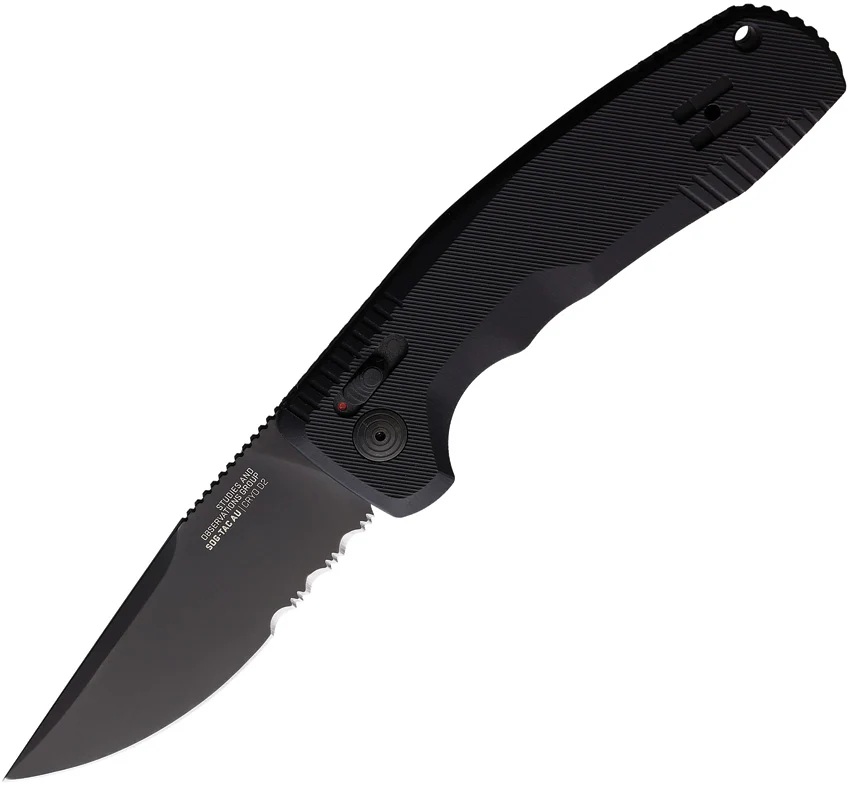 SOG Knives SOG-TAC AU Partially Serrated Straight Folding Knife, Black - SOG15-38-02-57 - Sog Knives