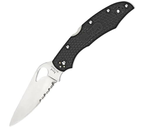 Spyderco Harrier 2 Combination Edge Folding Knife Drop Point, Black - BY01GPS2 - Spyderco