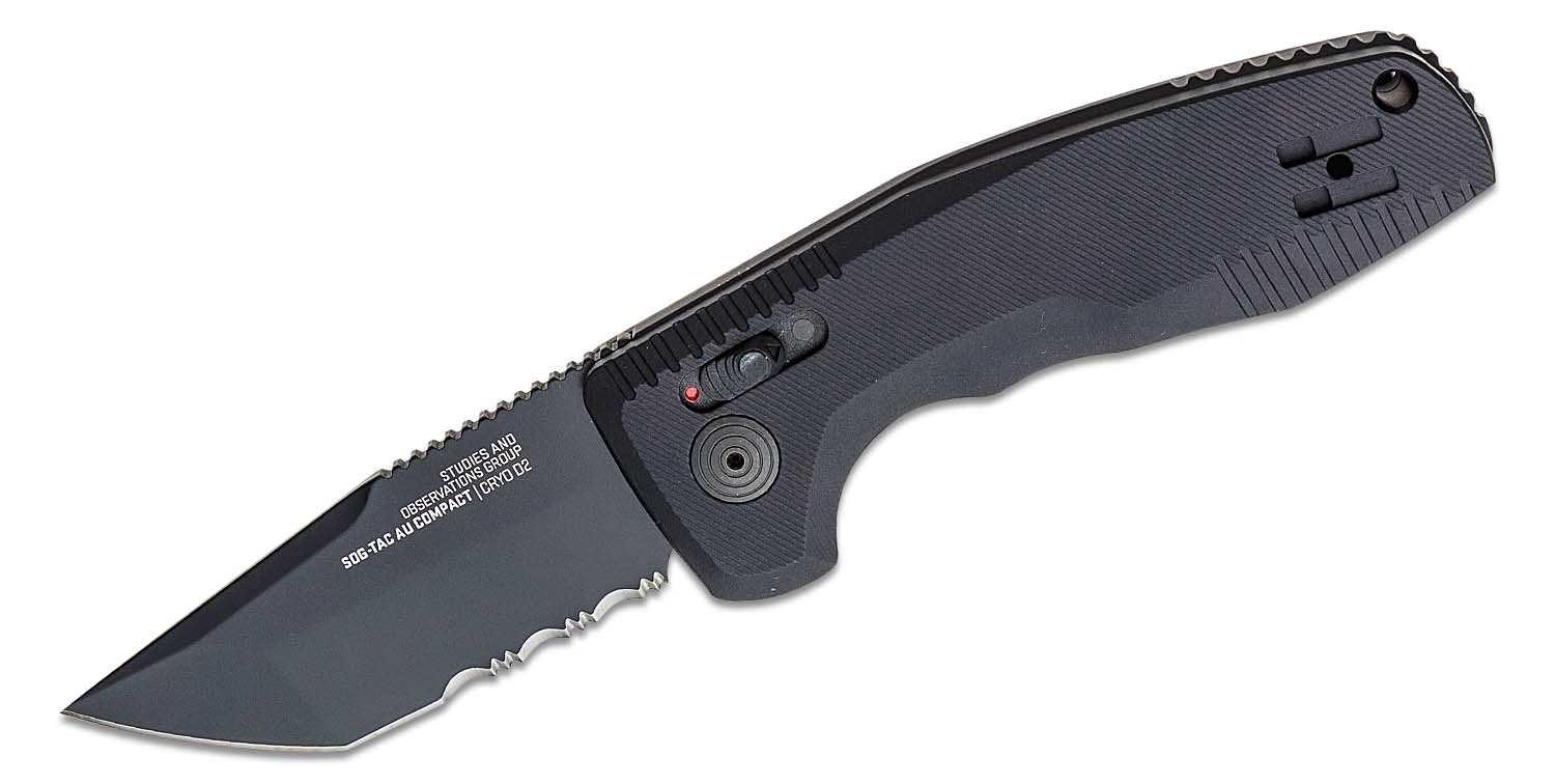 SOG Knives SOG-TAC AU Serrated Folding Knife Tanto, Black - SOG15-38-10-57 - Sog Knives