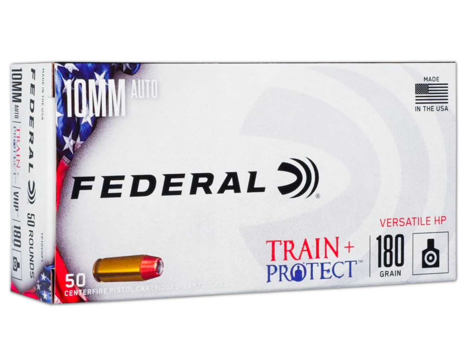 Federal Train+Protect 10mm Auto 180 gr VHP Ammo, 50rds - TP10VHP1 - Federal
