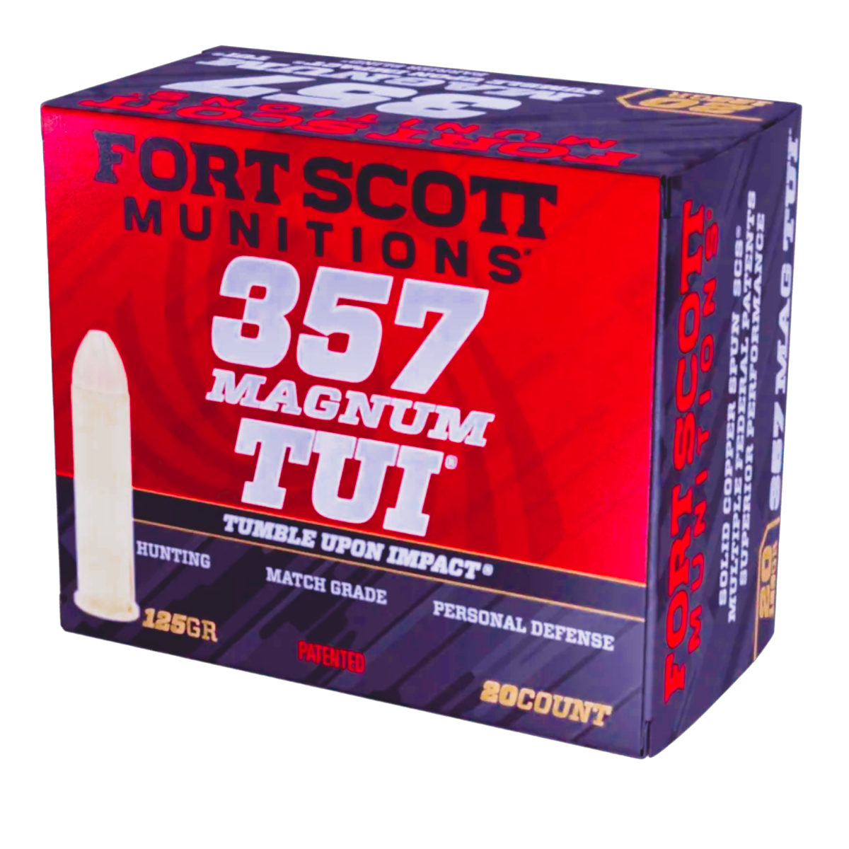 Fort Scott Self Defense Tumble Upon Impact .357 Magnum 125 gr SCS Ammo, 20rds - 357MAG125SCV