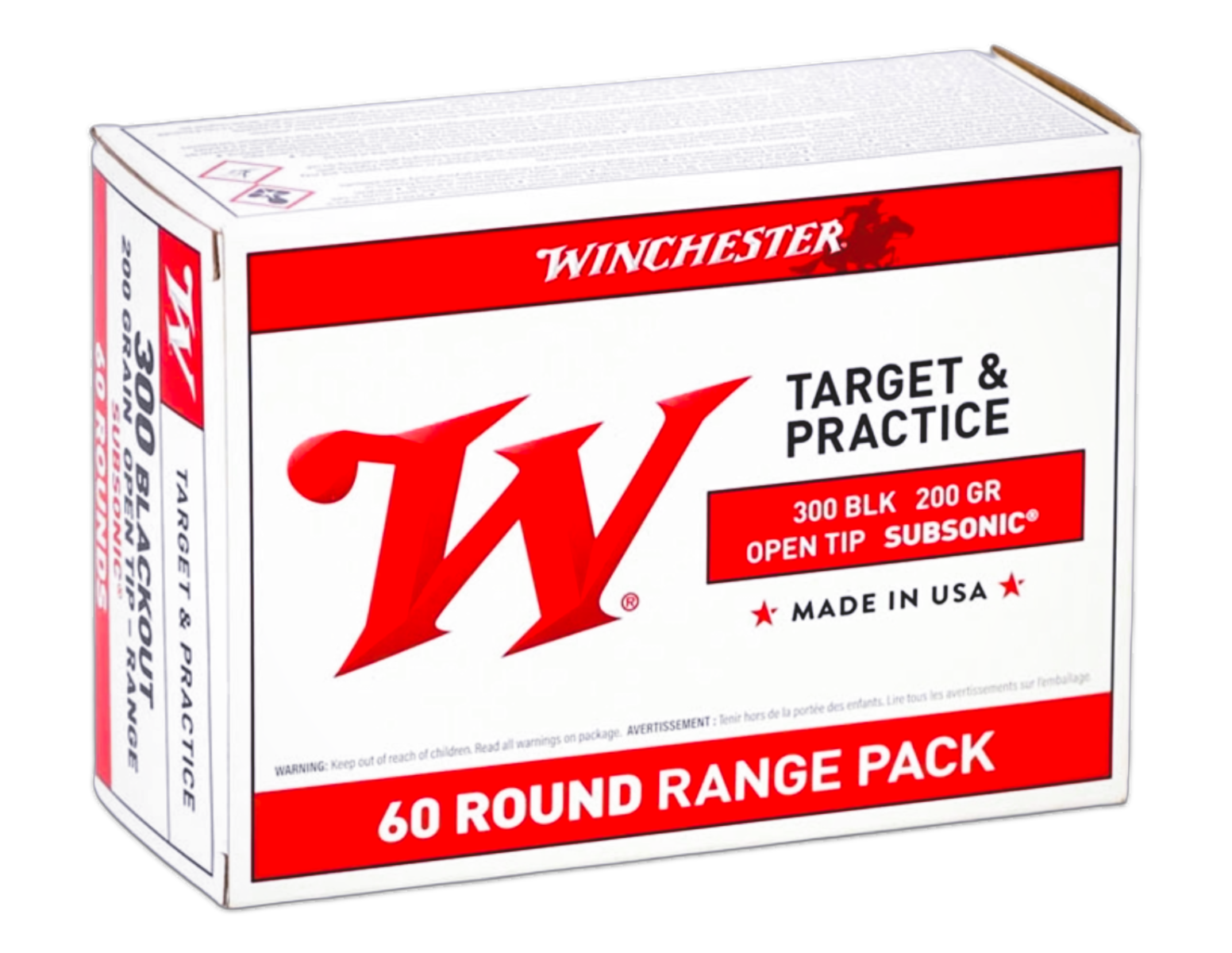 Winchester USA .300 AAC Blackout 200 gr Ammo Open Tip Range Subsonic - 60rds - USA300BXVP - Winchester