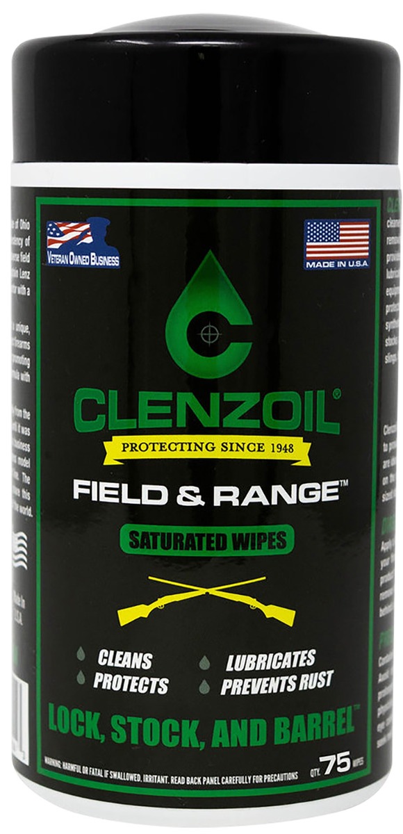 Clenzoil Field & Range Non-Woven Saturated Wipes 5" x 7" - 75-Count Pack - 2243 - Clenzoil