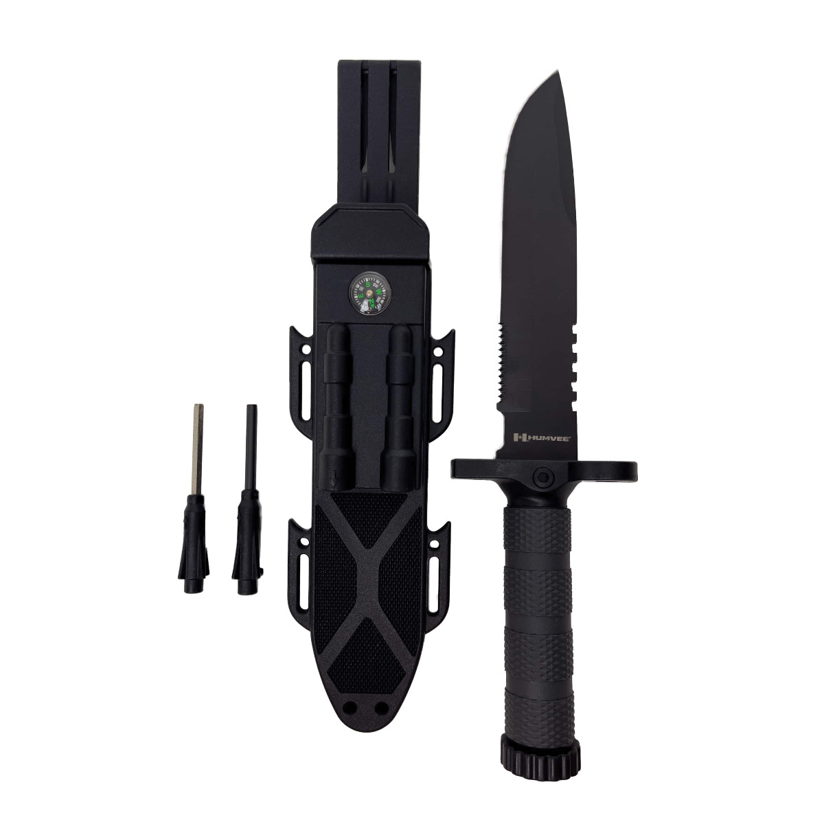 Humvee Adventure Gear Sawback Survival Knife, Black - HMV-KFXB-02 - Humvee Accessories