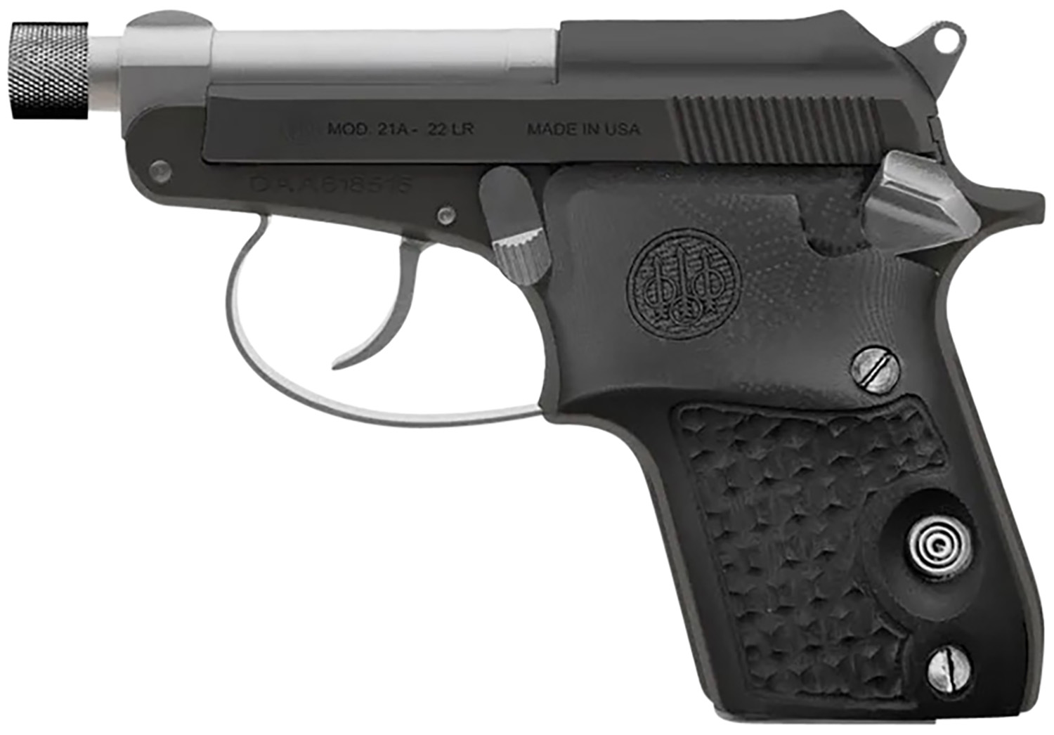 Beretta 21A Bobcat Silver Black Gorilla .22LR 2.9" 7rd Pistol, Black/Silver - SPEC0697A - Beretta