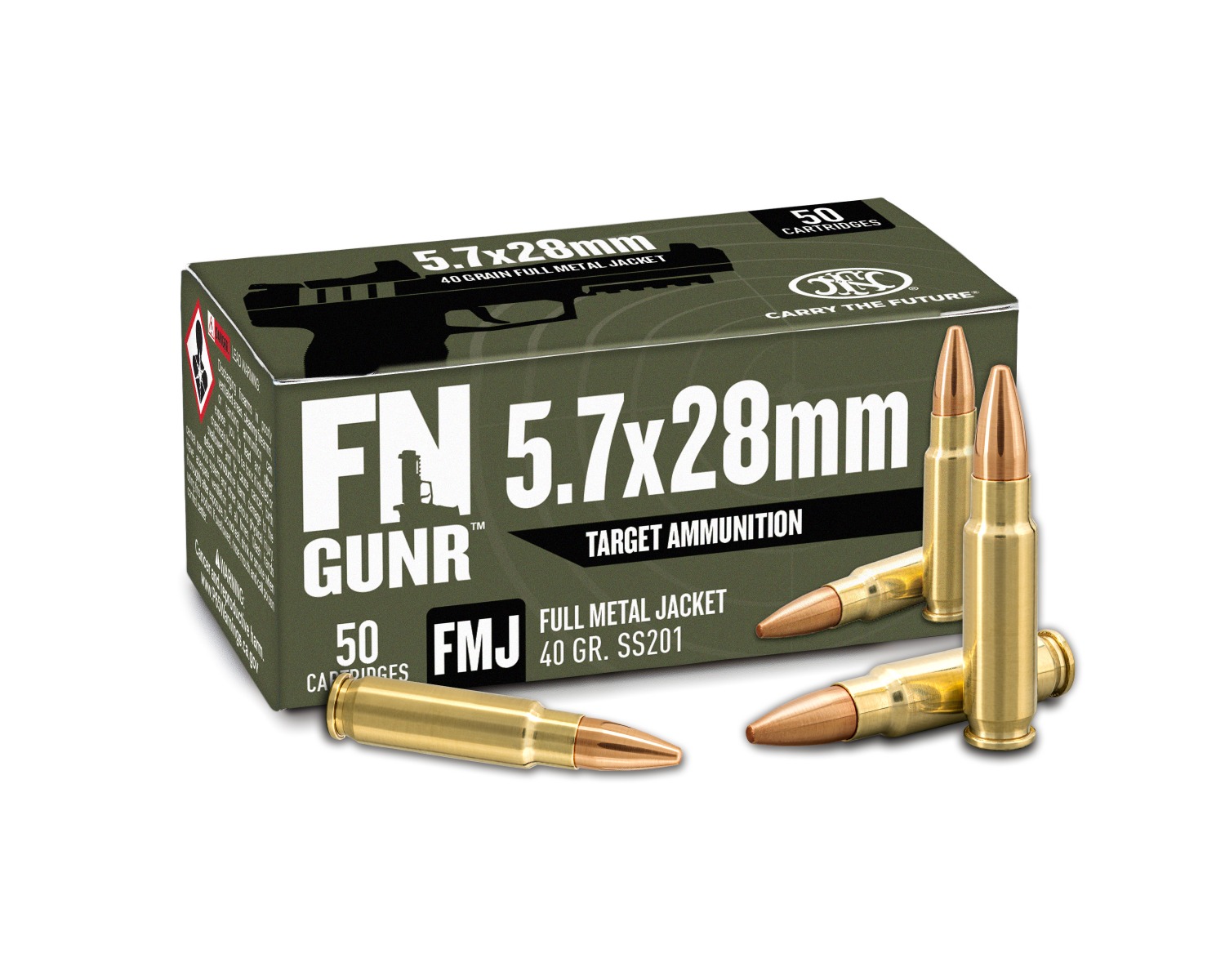 FN GUNR SS201 5.7x28MM 40gr FMJ Ammo, 500rd - 10700031 - Fnh