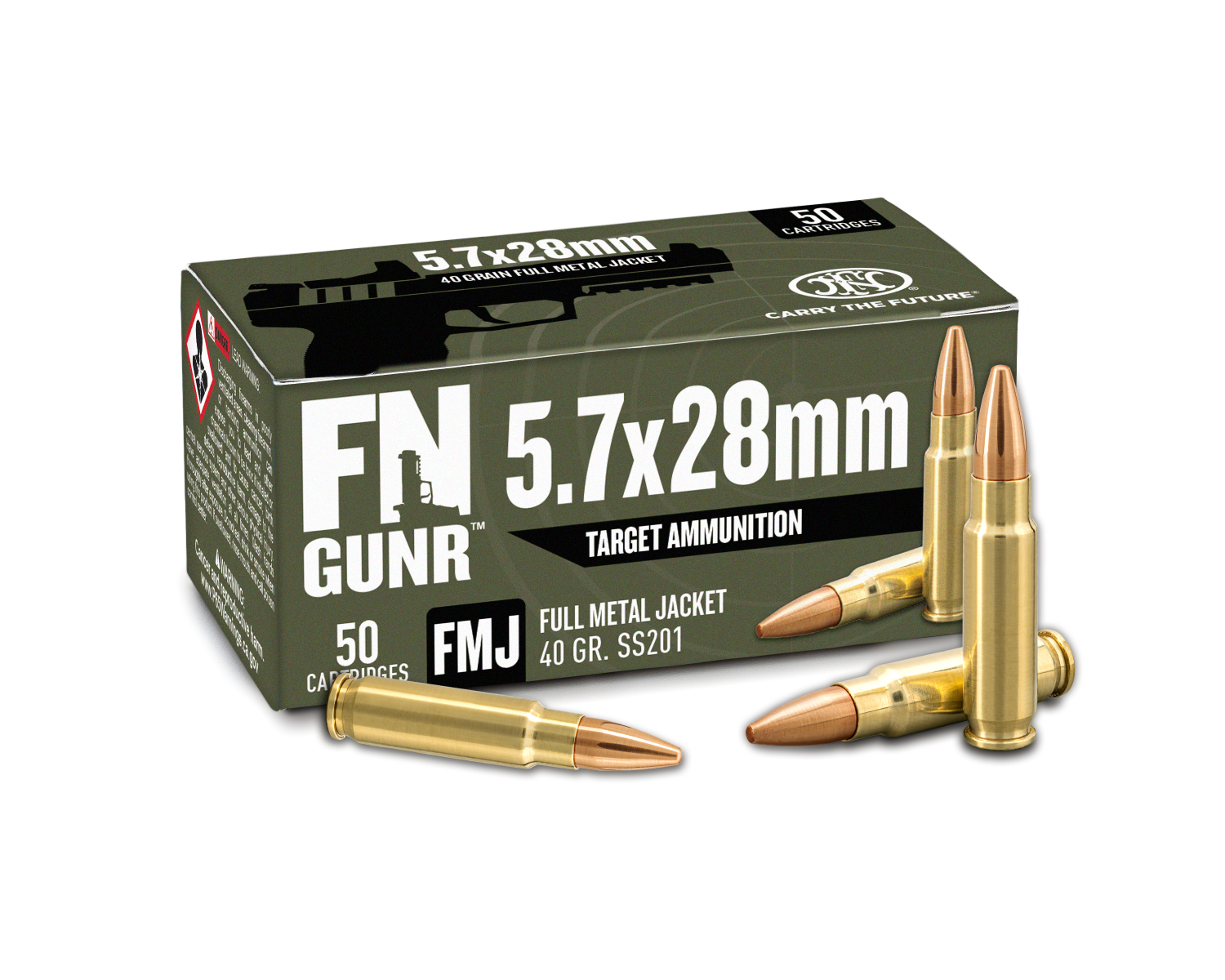 FN GUNR SS201 5.7x28MM 40gr FMJ Ammo, 50rd - 10700029 - Fnh