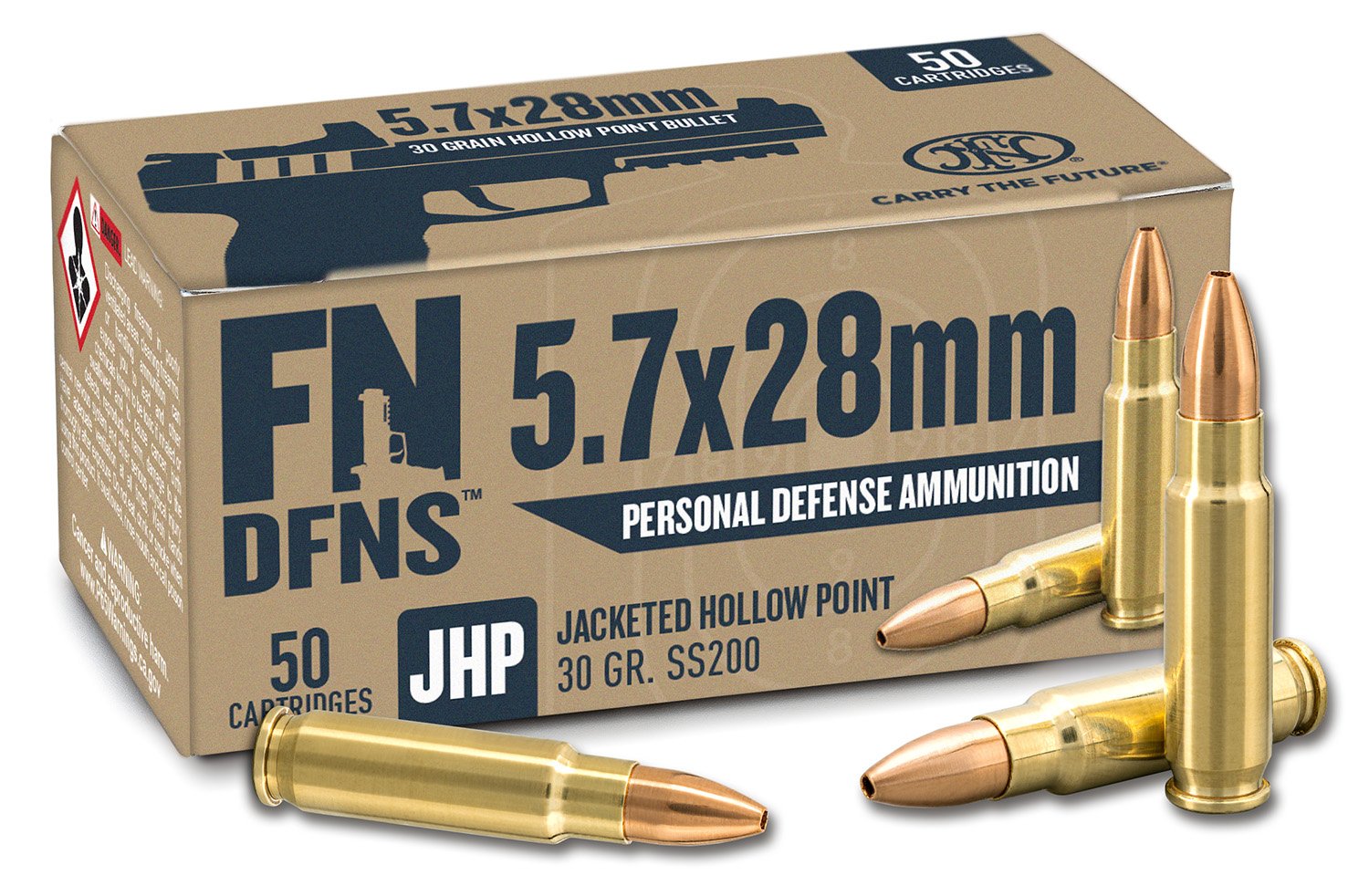 FN DFNS SS200 5.7x28MM 30gr. JHP Ammo 50rd - 10700030 - Fnh