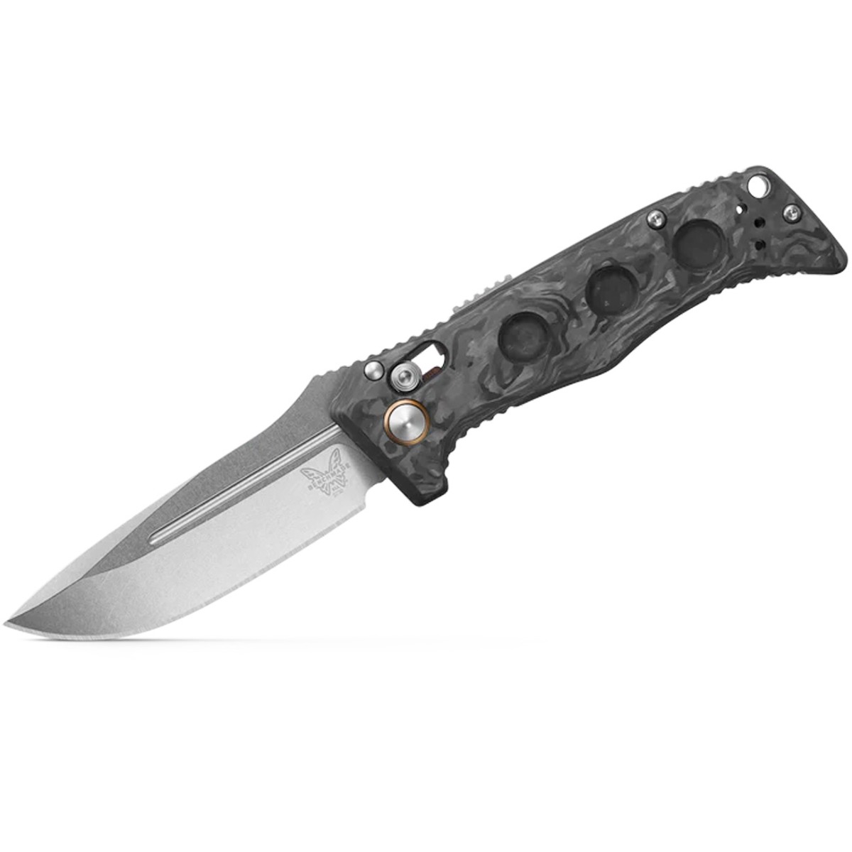 Benchmade Mini Auto Adamas Folding Drop Point Knife, Marbled Carbon Fiber - 2730-03 - Benchmade