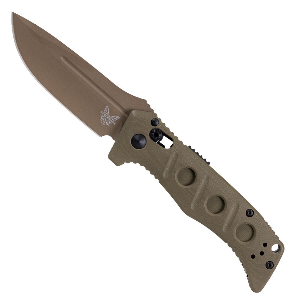 Benchmade Mini Auto Adamas Folding Drop Point Knife, OD Green - 2730FE-2