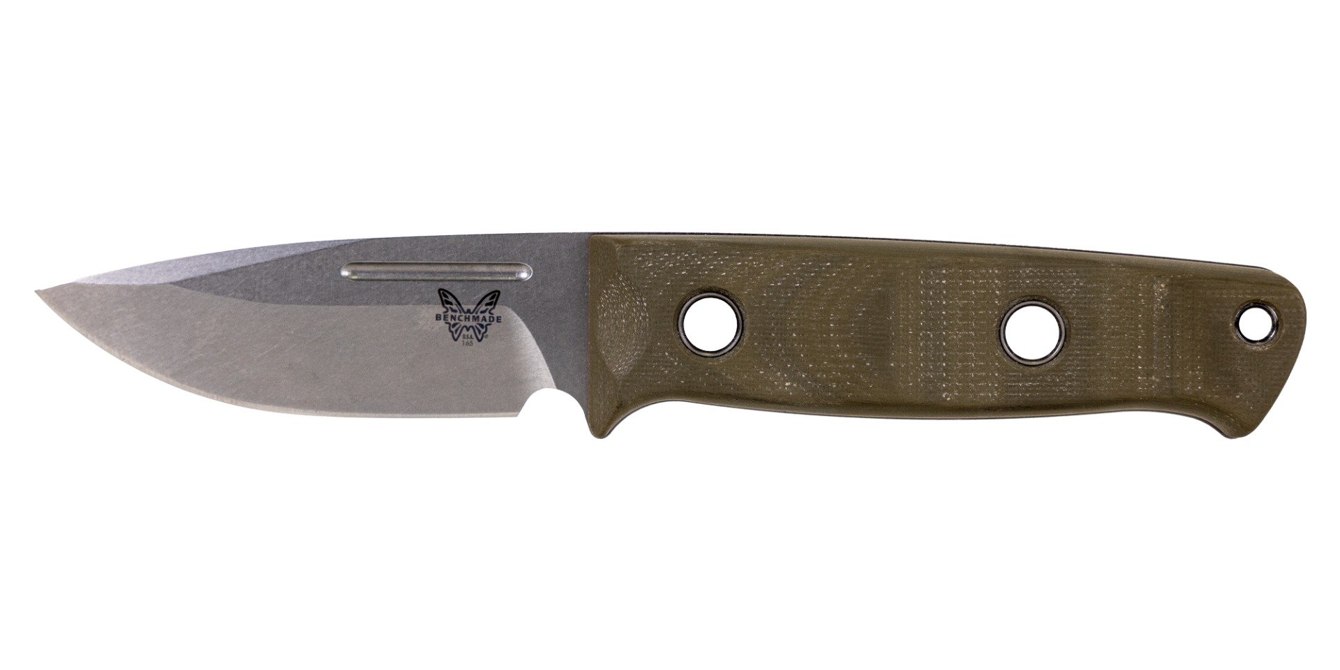 Benchmade Mini Bushcrafter Fixed Blade Drop Point Knife, OD Green - 165-1 - Benchmade
