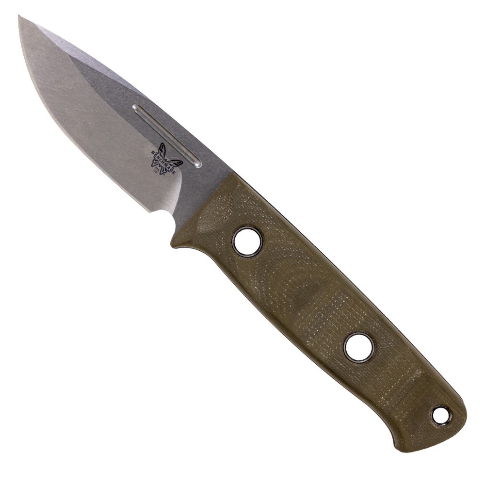 Benchmade Mini Bushcrafter Fixed Blade Drop Point Knife, OD Green - 165-1