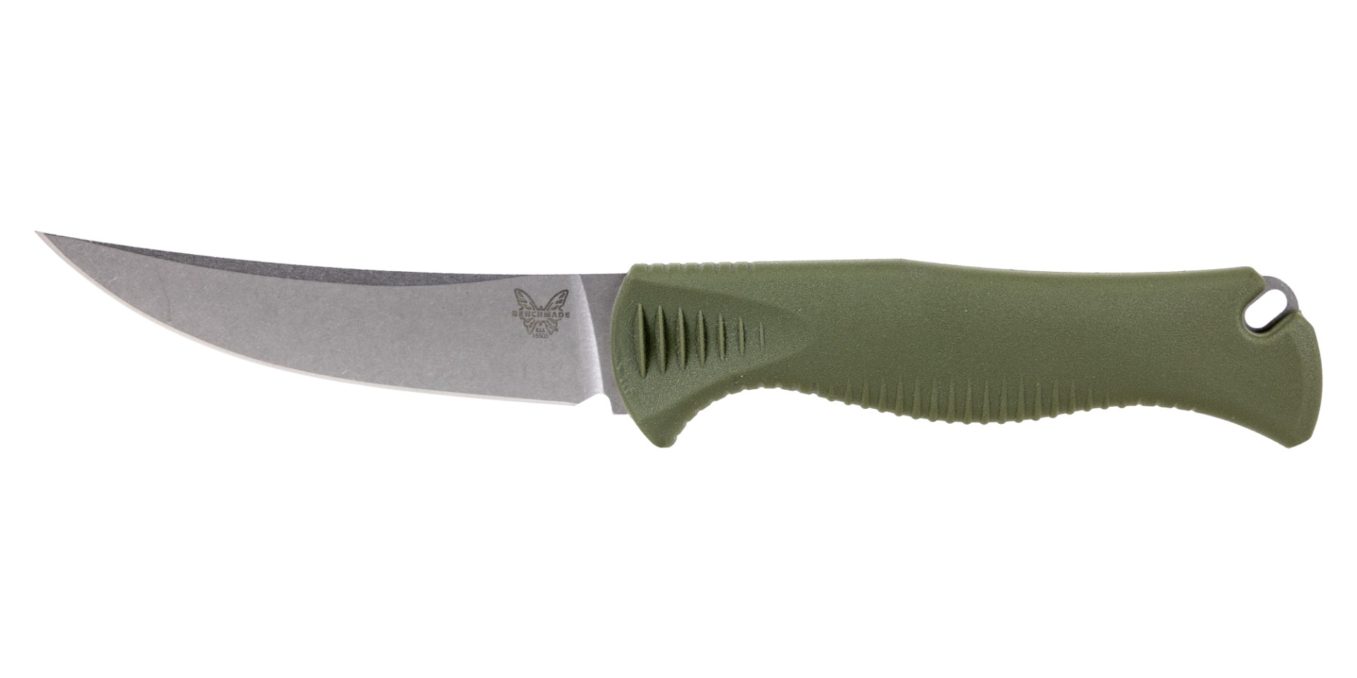 Benchmade Meatcrafter 4" Trailing Point Fixed Blade Knife, Stonewash - 15505 - Benchmade