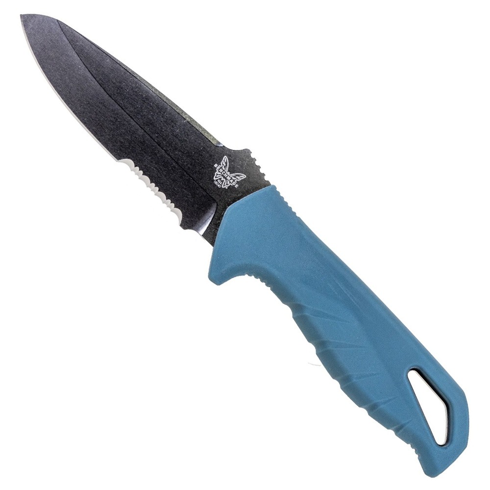 Benchmade Undercurrent Fixed Blade Sheepsfoot Knife, Depth Blue Santoprene - 18040S