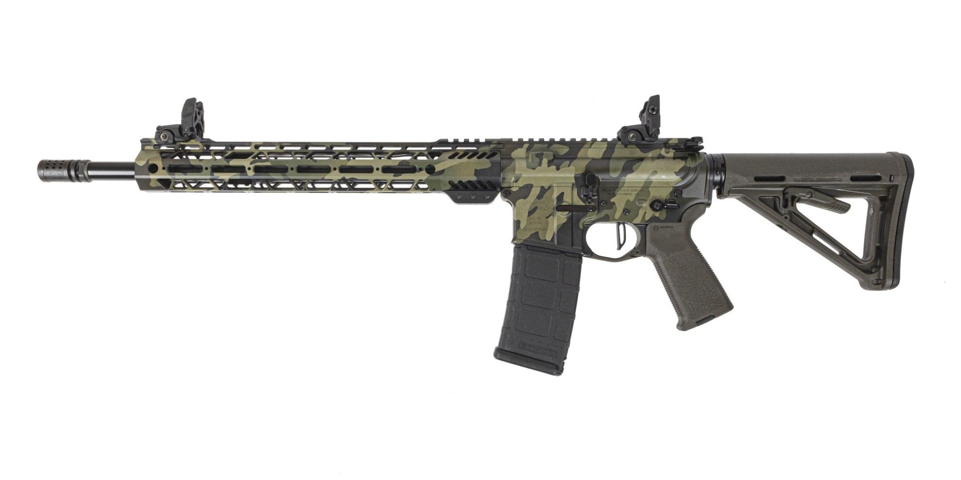 PSA Custom 5.56 Nato 16" Mid-Length 13.5" Cross Cut MLOK Moe Rifle, Green Camo - Psa Custom