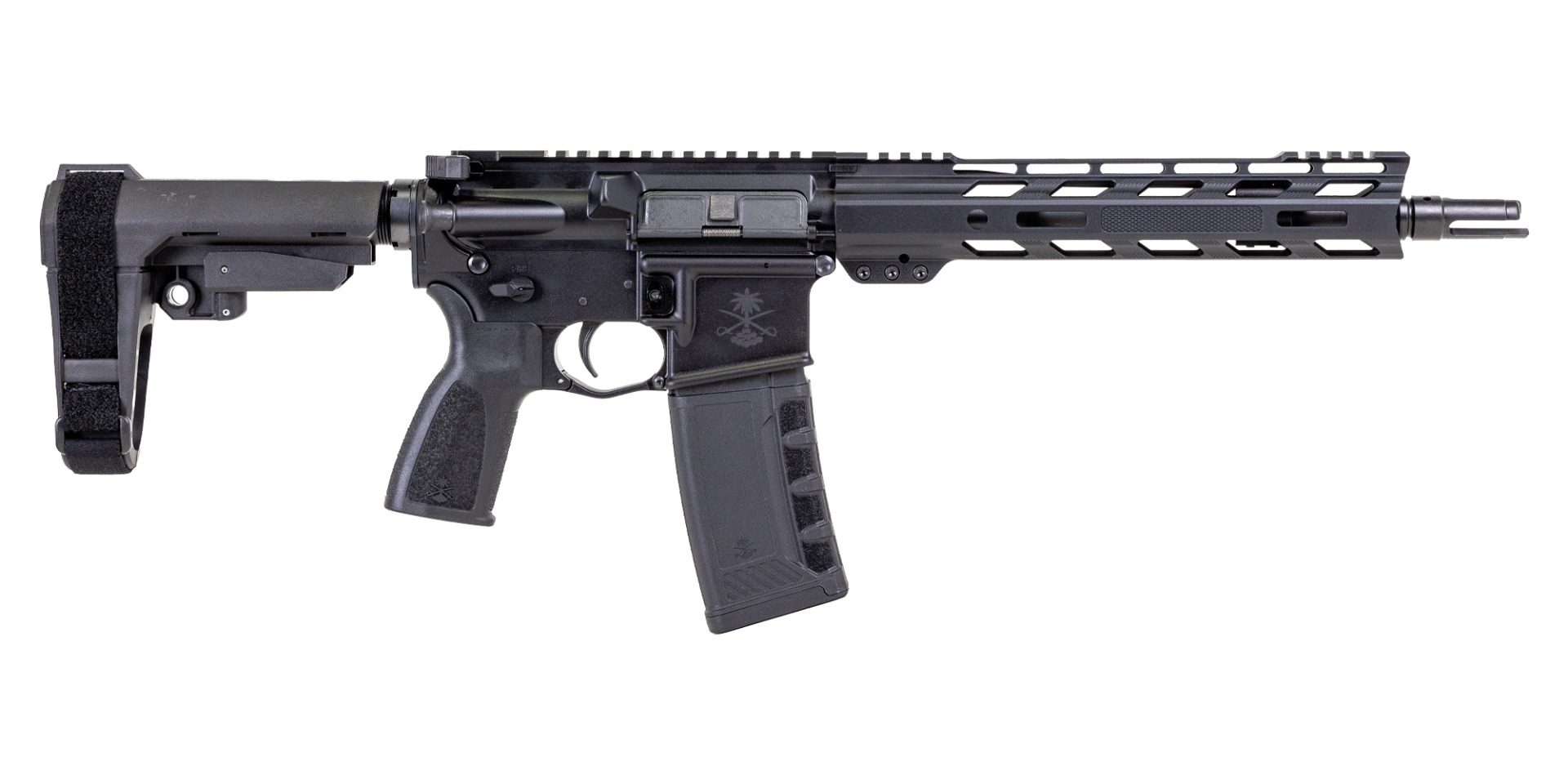 PSA "Sabre" Forged 10.5" 5.56 FN CHF CL with 10" Knurled Slant Rail Pistol w/SBA-3 Brace - Black - Palmetto State Armory