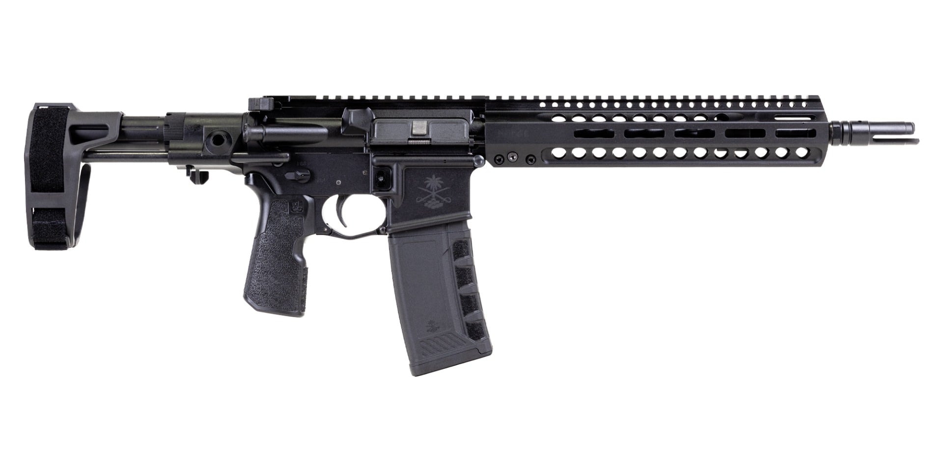 PSA "Sabre" Forged 11.5" Nitride 5.56 with 10.75" Hodge P-Lock Rail, Maxim PDW Brace, and Kung Fu Grip - Palmetto State Armory