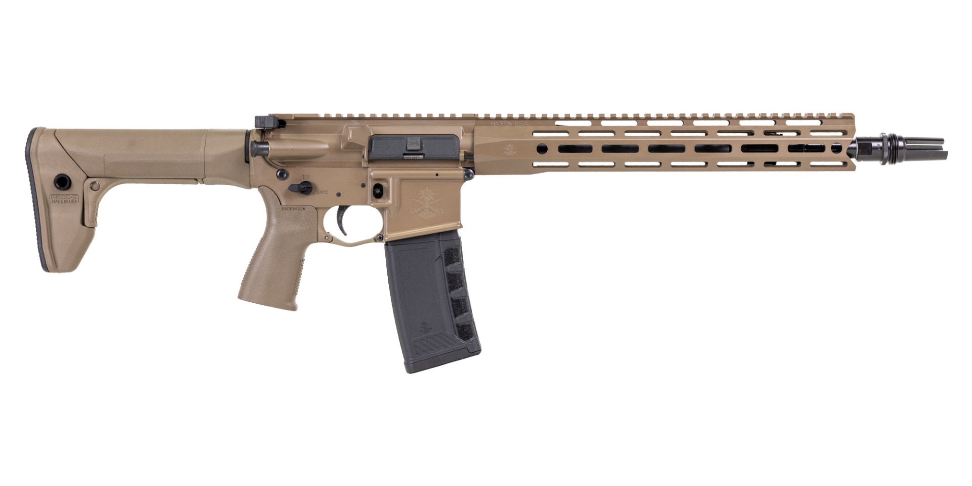 PSA "Sabre" Forged 13.7" FN CHF CL 5.56 13" Sabre Lock up rail and SilencerCo ASR W/Reptilia Recce Stock and Grip - FDE - Palmetto State Armory