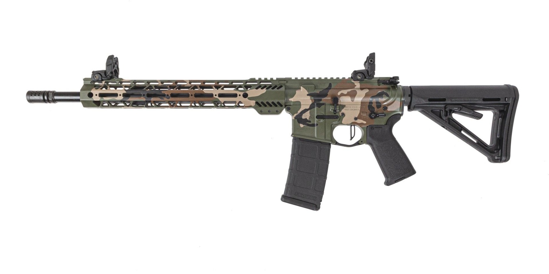 PSA Custom 5.56 Nato 16" Mid-Length Rifle w/ 13.5" Cross Cut MLOK MOE Rail, Woodland - Psa Custom
