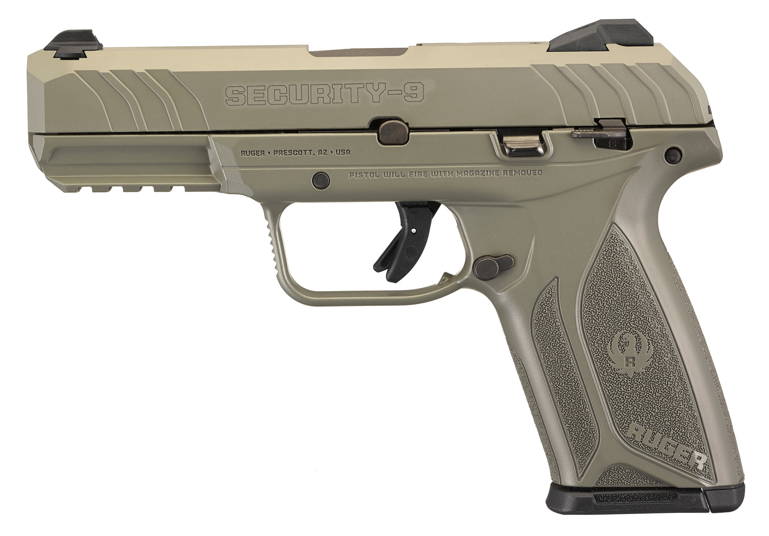 Ruger Security-9 9mm 4" 15rd Pistol, Jungle Green - 3827 - Ruger