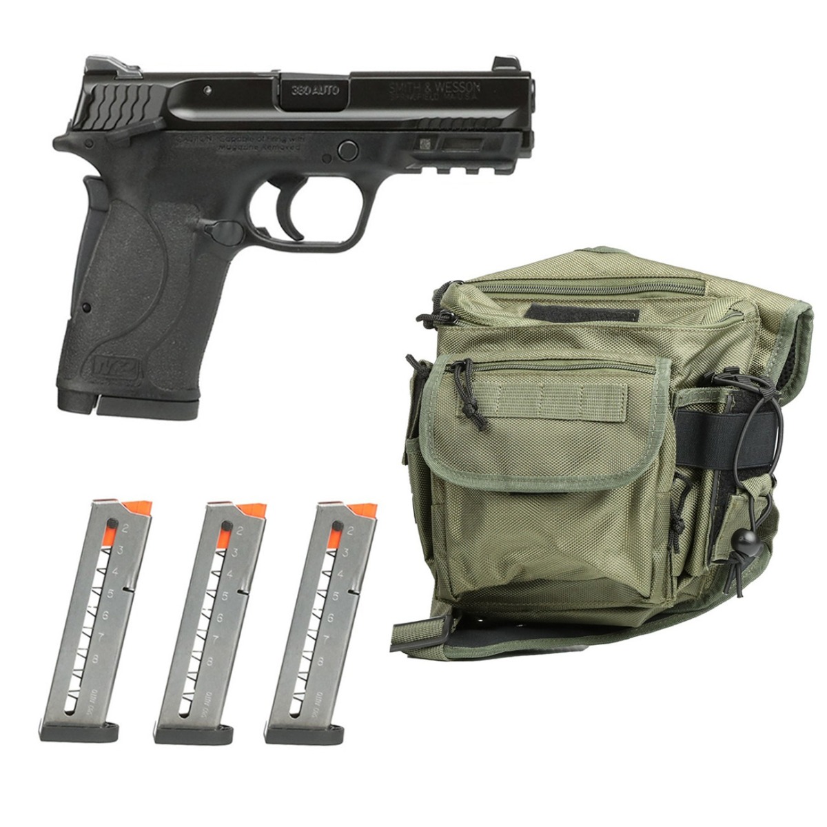 S&W M&P380 Shield EZ .380 ACP 3.7" 8rd Pistol w/ (4) 8rd Mags Bundle - 14153