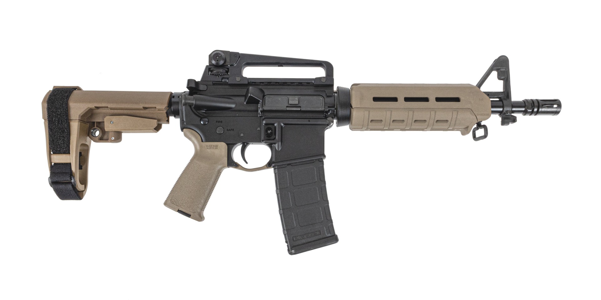 PSA AR-15 Pistol 10.5" Carbine 5.56 Nitride MOE SBA3 Brace w/ Carry Handle, FDE - Palmetto State Armory