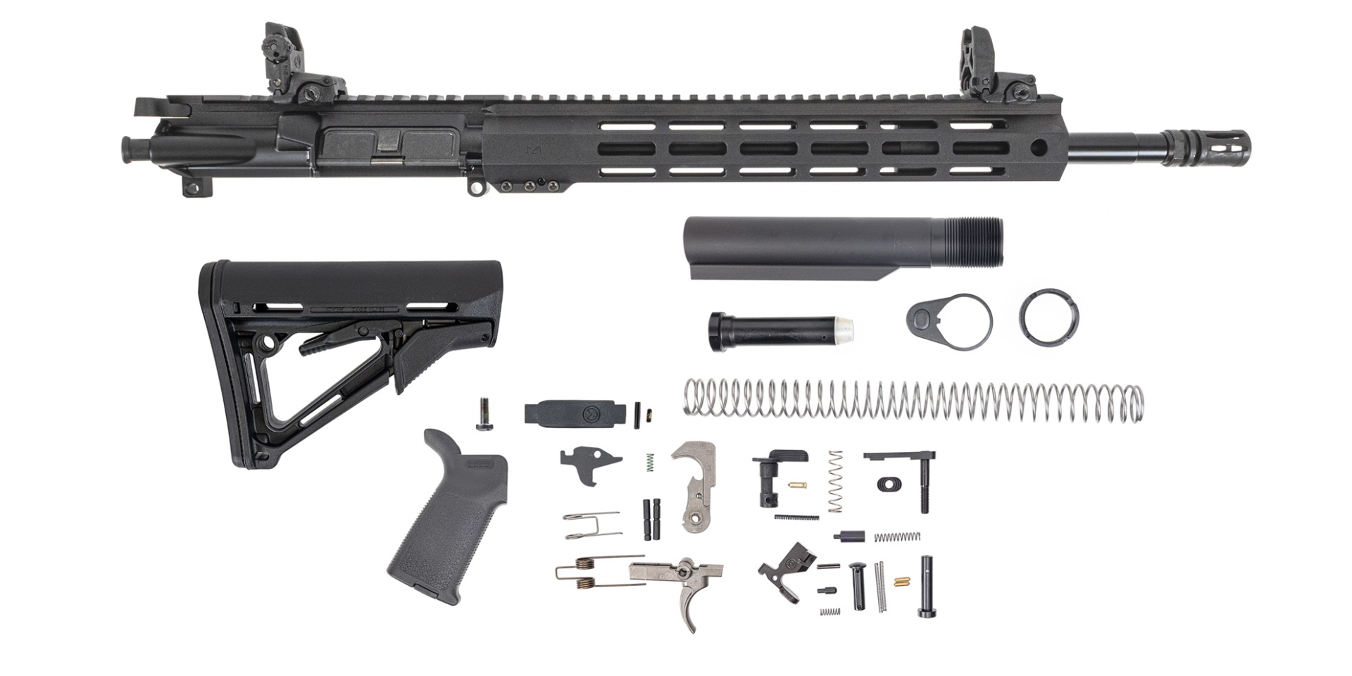 PSA 16" 5.56 NATO 1/7 Mid-Length Nitride 13" Lightweight Hex M-Lok MOE CTR EPT Rifle Kit with MBUS Sight Set
