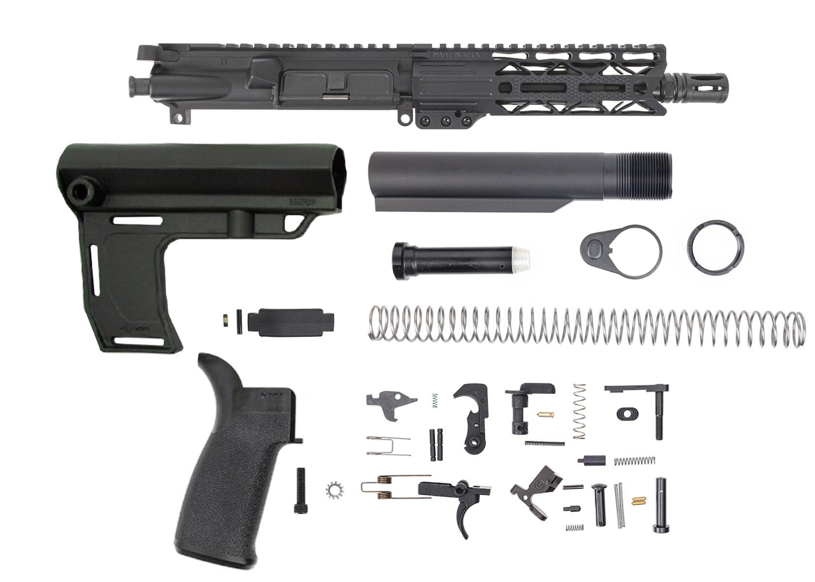 PSA 7.5" Pistol-length 300AAC 1/8 Phosphate 7" Full Picatinny M-Lok MFT Battlelink Pistol Kit - Palmetto State Armory