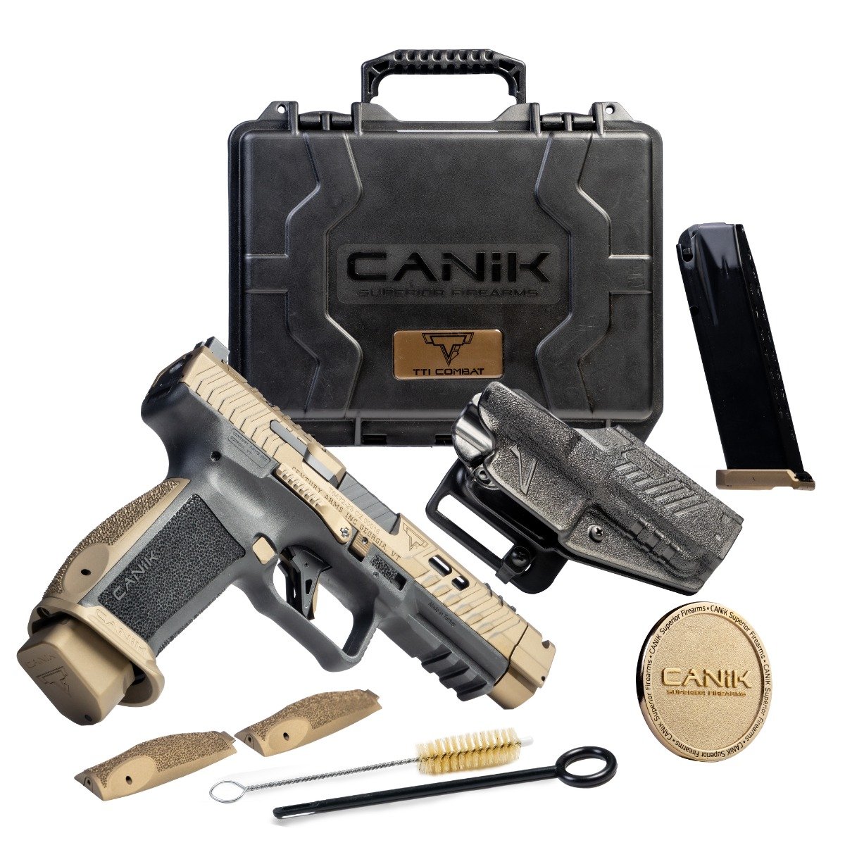 Canik TTI Combat 9mm 4.6" 18rd Pistol, Bronze / Black - HG7854-N - Canik