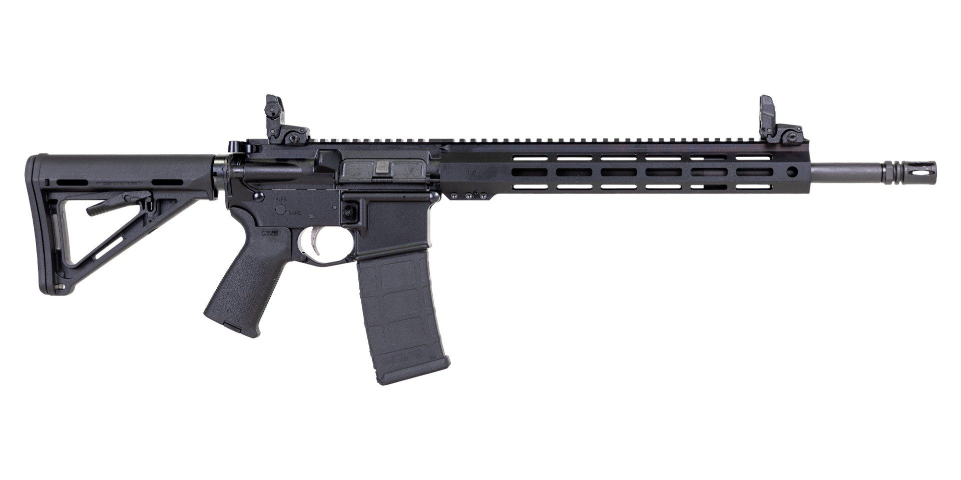 PSA 16" Mid-Length 5.56 NATO 1/7 Phosphate 13" Lightweight Hex M-Lok MOE EPT Stealth Rifle w/MBUS Sight Set