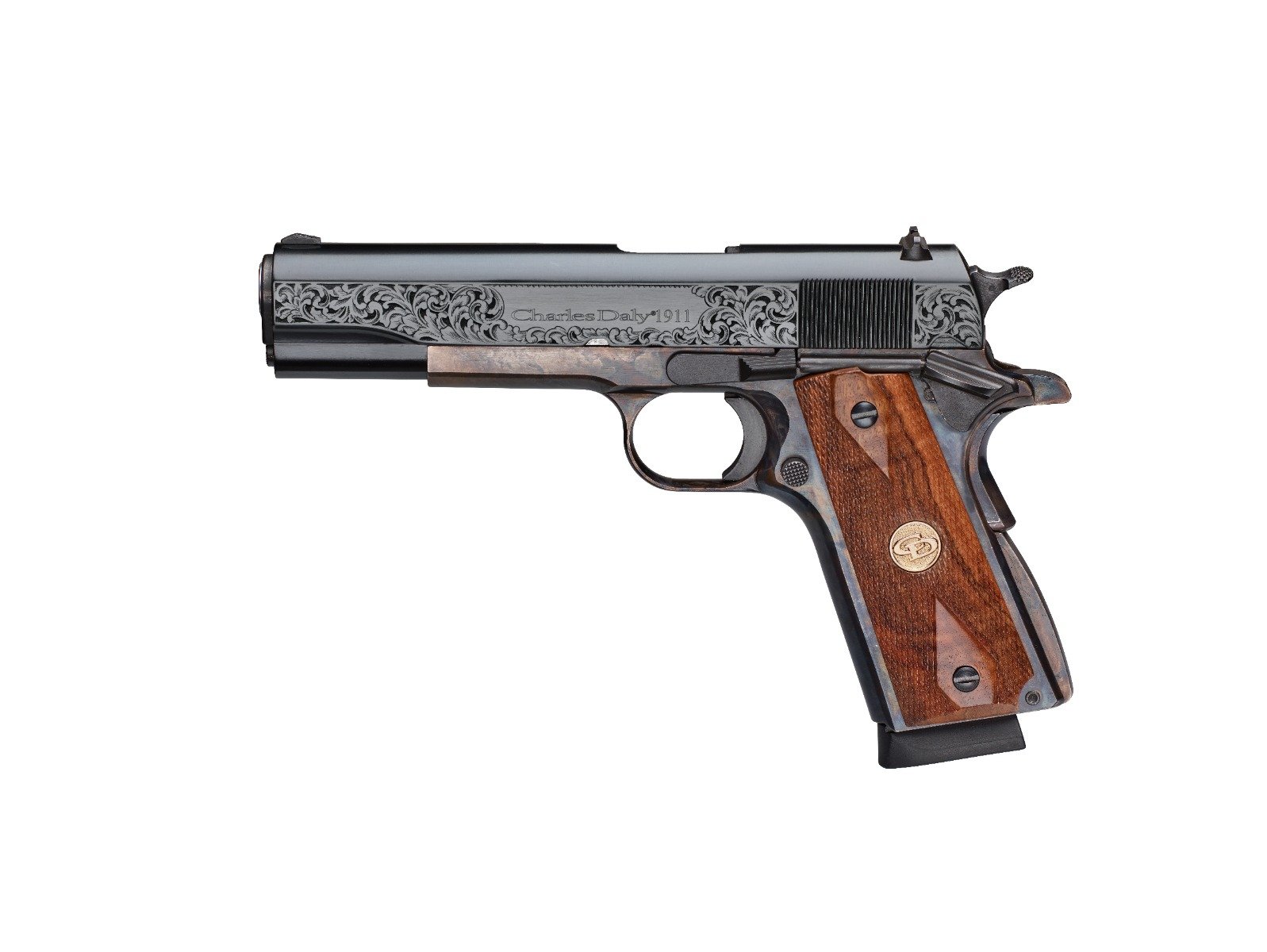 Charles Daly 1911 Field Engraved .45 ACP 5" 8rd Pistol, Color Cased/Blued - 440.200 - Charles Daly