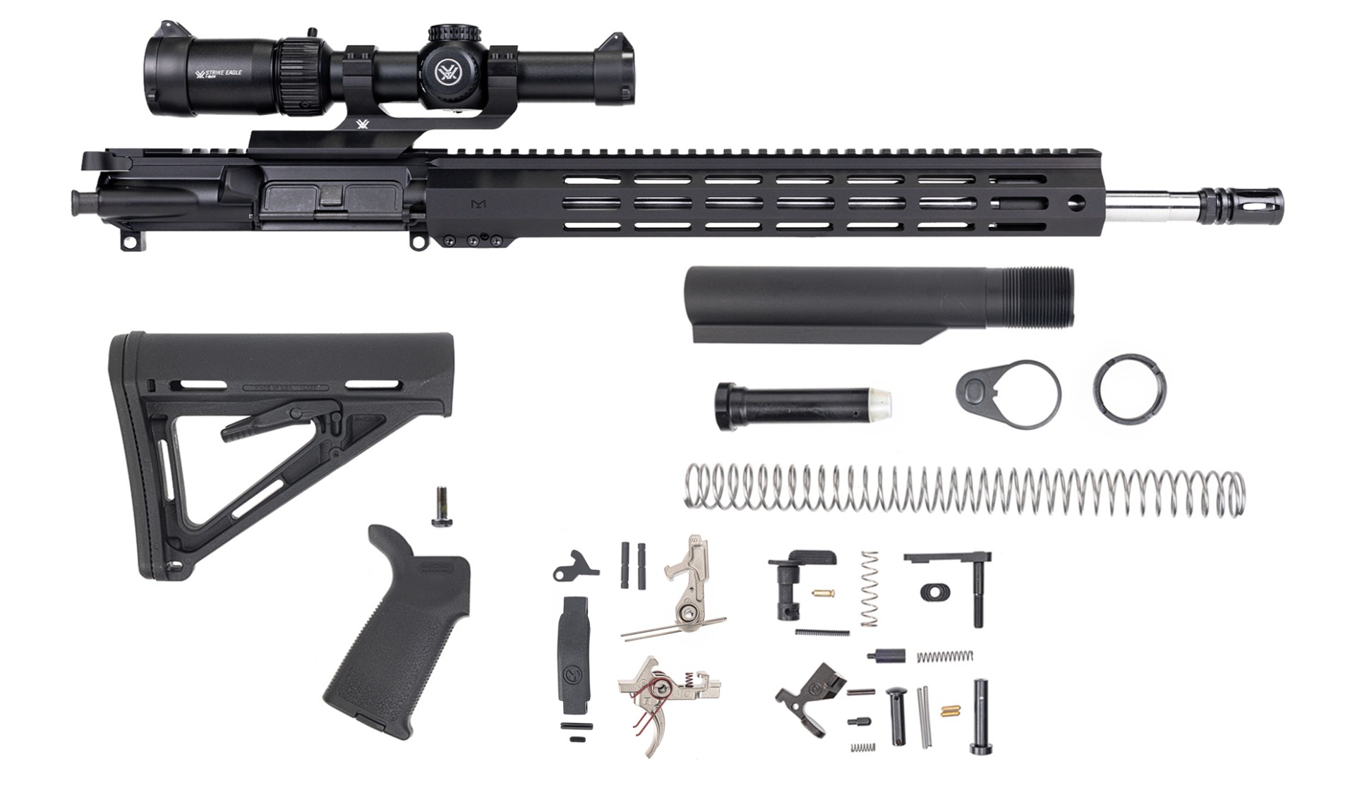 PSA 18" Rifle-Length .223 Wylde 1/7 Stainless Steel 15" Lightweight Hex M-lok MOE 2-Stage Precision Rifle Kit, with GEN 2 Vortex Strike Eagle 1-8x24 - Palmetto State Armory