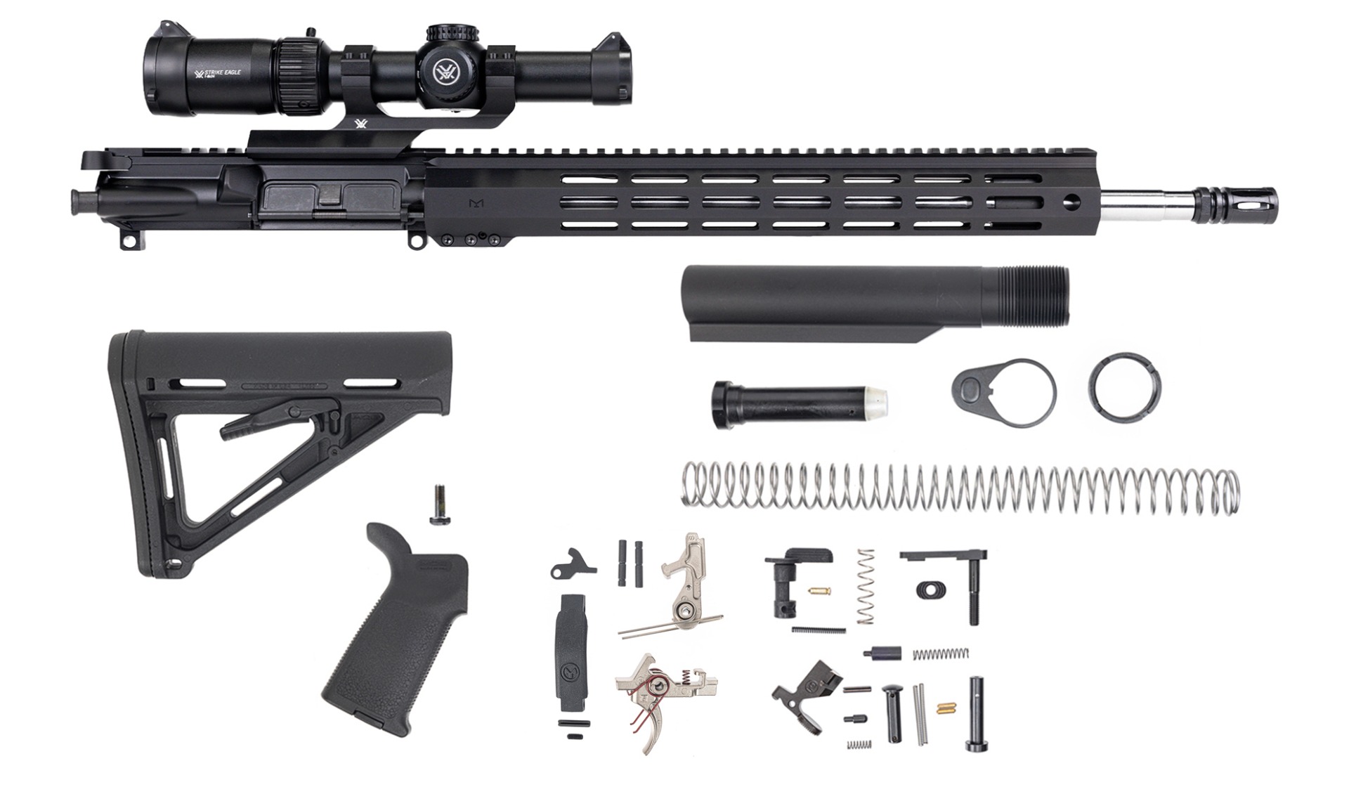 PSA 18" Rifle-Length .223 Wylde 1/7 Stainless Steel 15" Lightweight Hex M-lok MOE 2-Stage Precision Rifle Kit, with GEN 2 Vortex Strike Eagle 1-8x24