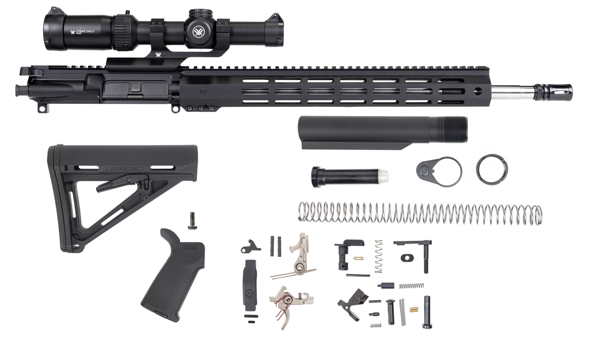 PSA 18" Rifle-Length .223 Wylde 1/7 Stainless Steel 15" Lightweight Hex M-lok MOE 2-Stage Precision Rifle Kit, with GEN 2 Vortex Strike Eagle 1-6x24 - Palmetto State Armory
