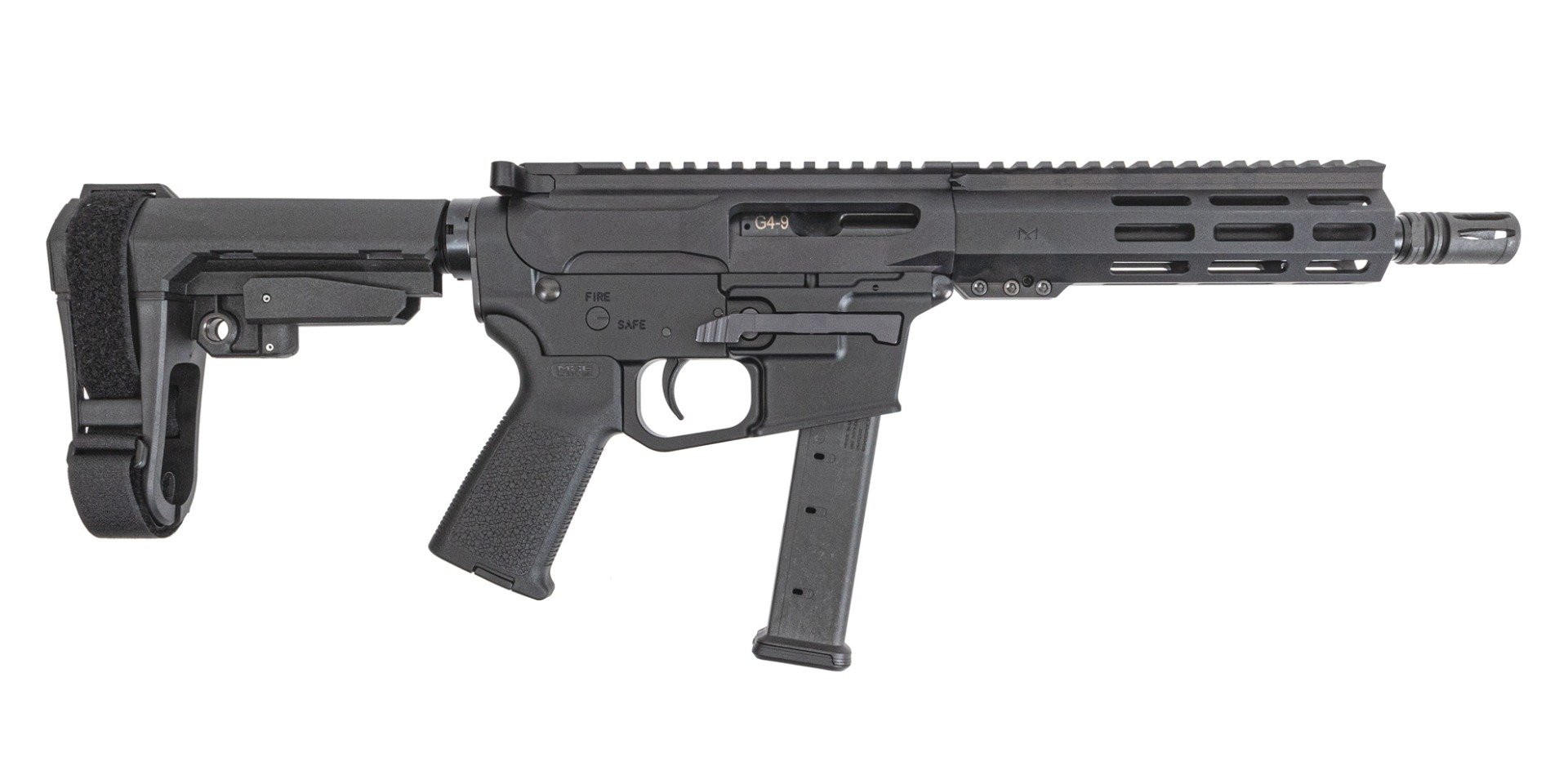PSA 8" 9mm 1:10 7" Lightweight Hex M-Lok MOE SBA3 Pistol