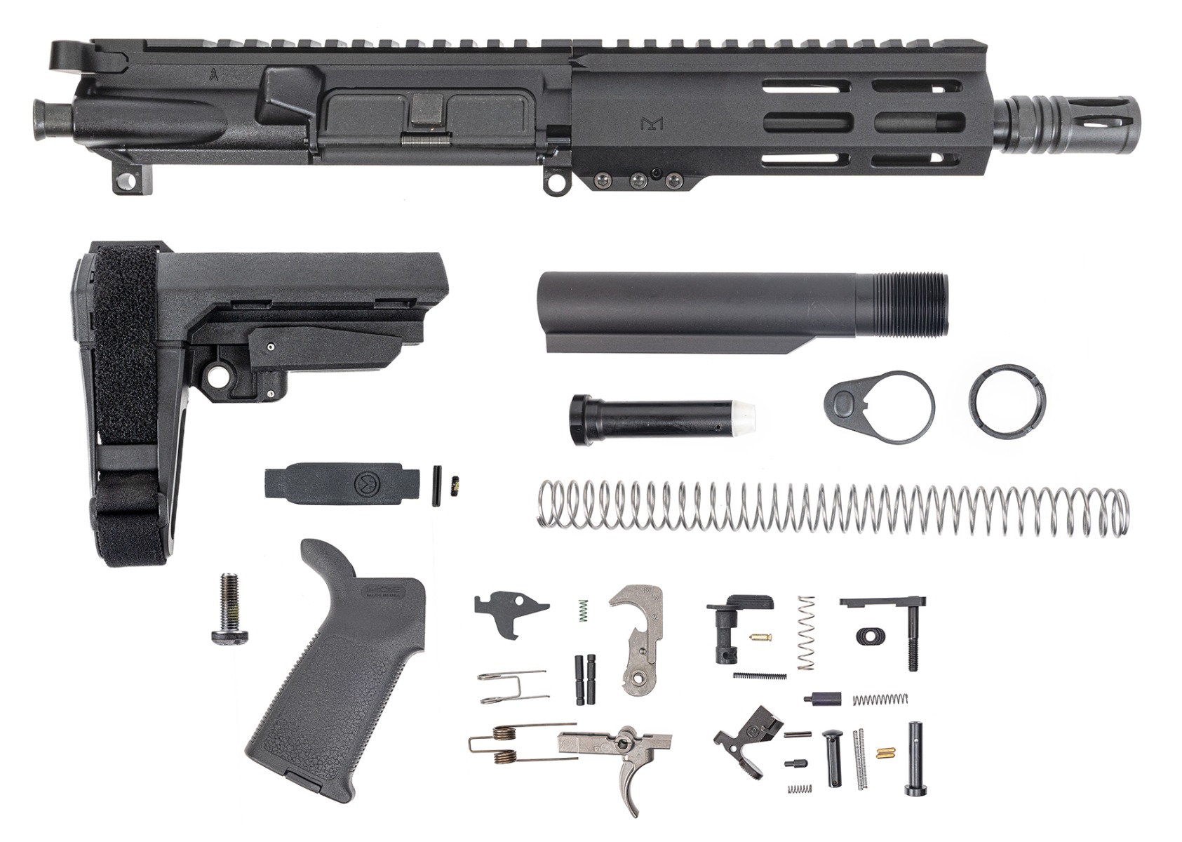 PSA 7" 300AAC Blackout 1/7 Nitride 6" Lightweight Hex M-Lok MOE EPT SBA3 Pistol Kit - Palmetto State Armory