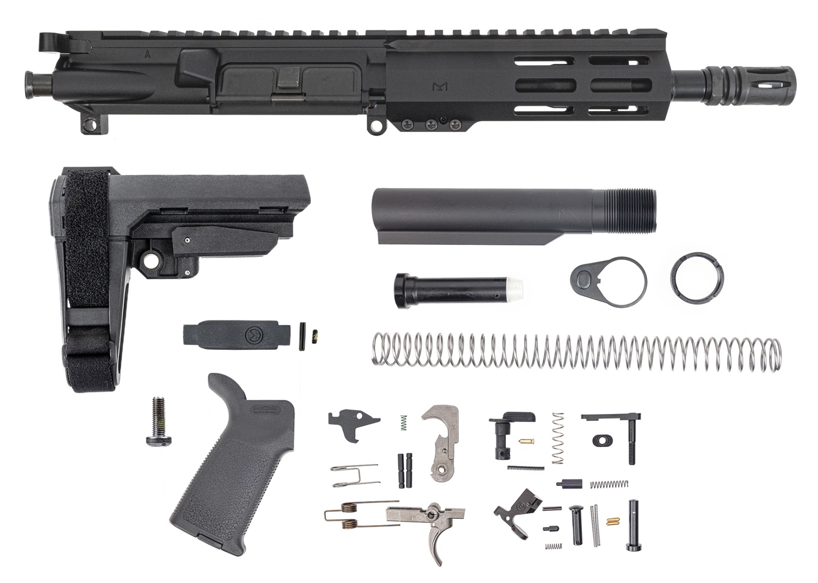 PSA 7.5" Pistol-Length 5.56 NATO 1/7 Nitride 6" Lightweight Hex M-Lok MOE EPT SBA3 Pistol Kit