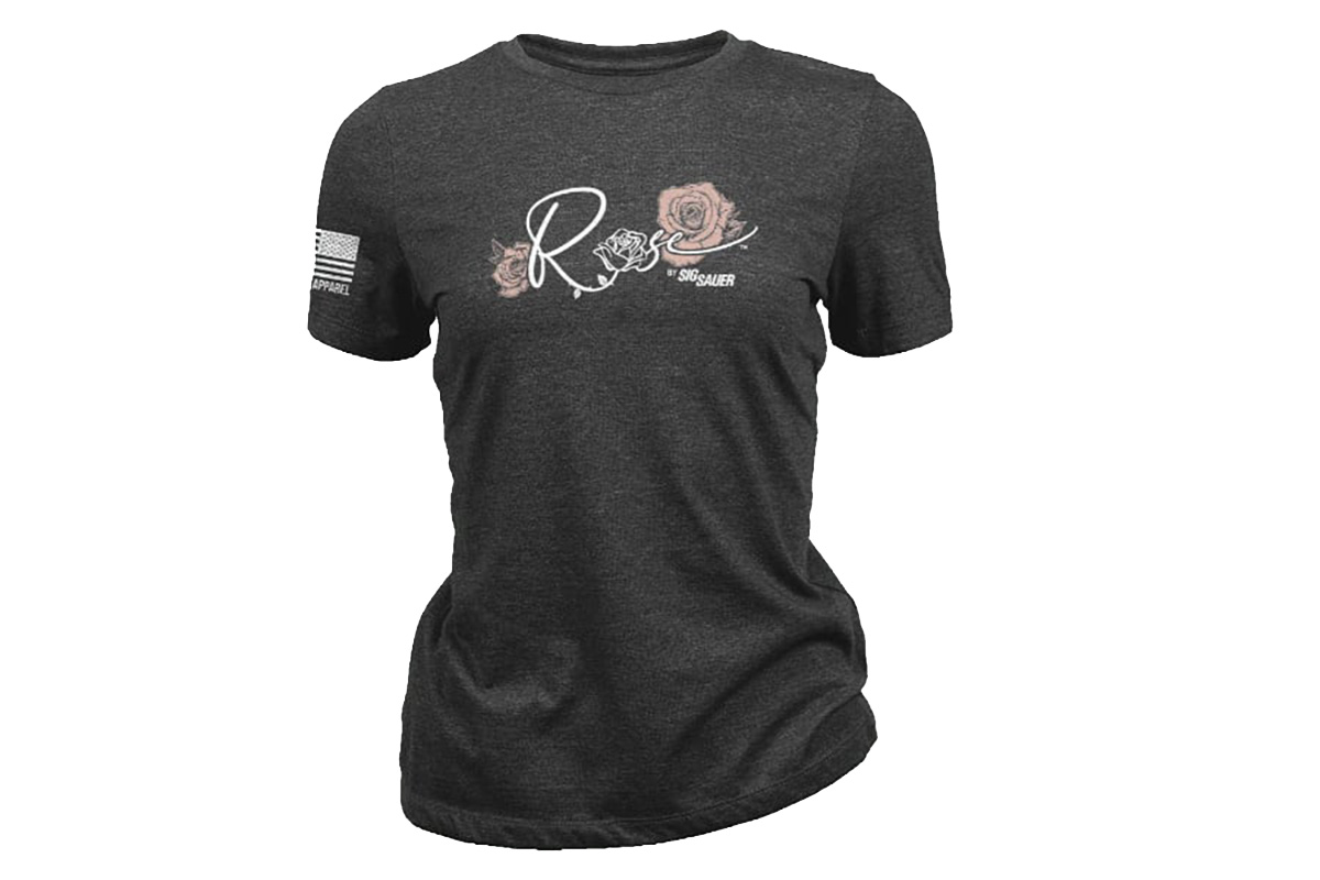 Nine Line Womenâ€™s Sig Rose Tri-blend T-Shirt, Charcoal Black - 2X-Large