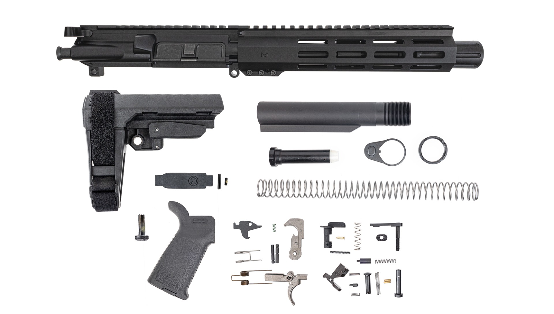 PSA 7.5" 300AAC Blackout Nitride 9" Lightweight Hex M-Lok MOE EPT SBA3 Pistol Kit - Palmetto State Armory