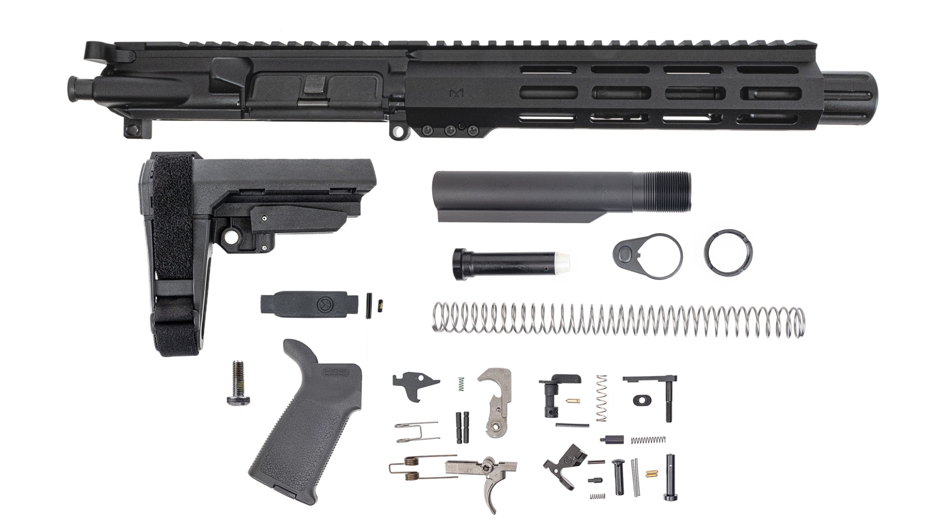 PSA 7.5" 300AAC Blackout Phosphate 9" Lightweight Hex M-Lok MOE EPT SBA3 Pistol Kit - Palmetto State Armory