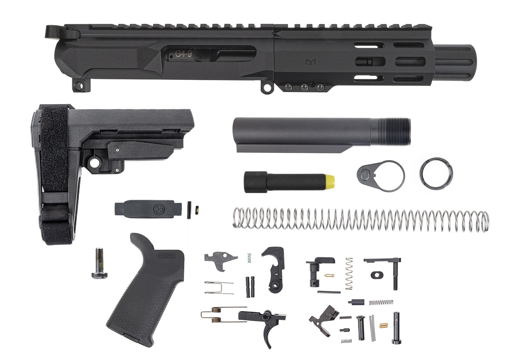 PSA Gen4 4" 9mm 5" Lightweight Hex M-Lok Railed MOE SBA3 Pistol Kit - Palmetto State Armory