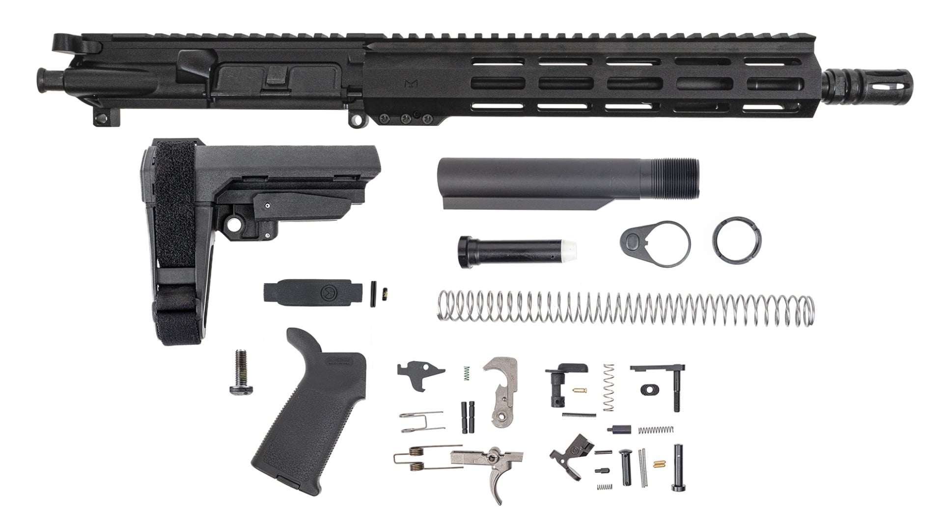 PSA 11.5" 5.56 NATO 1/7 Nitride 10.5" Lightweight Hex M-Lok MOE EPT SBA3 Pistol Kit - Palmetto State Armory